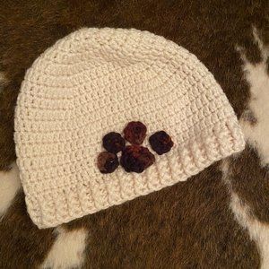 Hand Made White Crochet Beanie